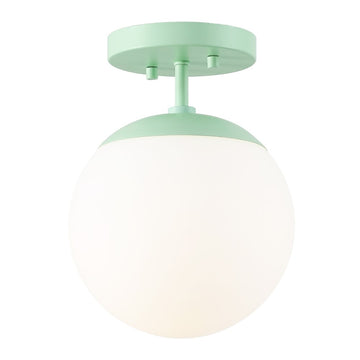 Marcel Bistro 7.75" Bohemian Farmhouse Iron/Frosted Glass LED Semi Flush Mount